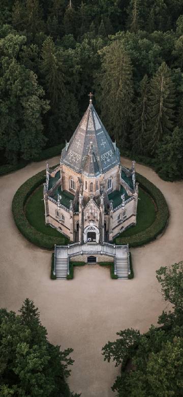 overlook the church in the forest