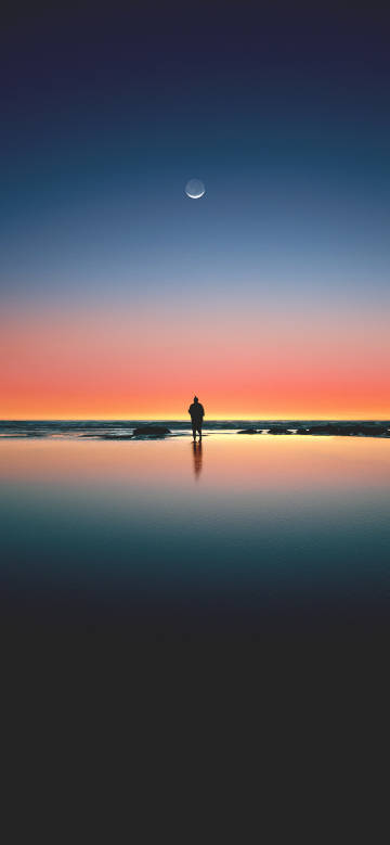 Seaside dusk scenery phone wallpaper