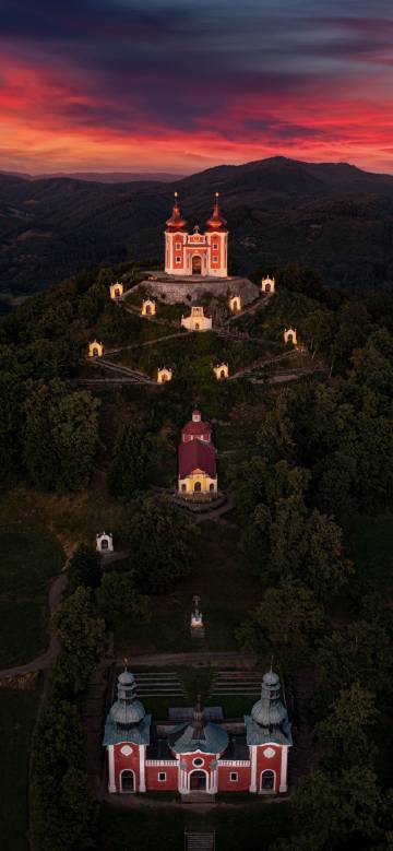Pilgrimage Church of Saint John of Nepomuk under the gorgeous sunset
