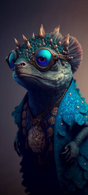 Anthropomorphic lizard figure
