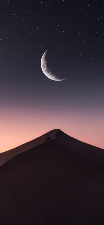 Sand dunes under the moon and stars