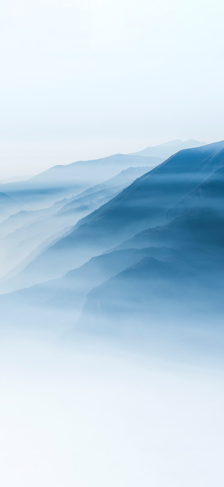 Misty blue mountain scenery