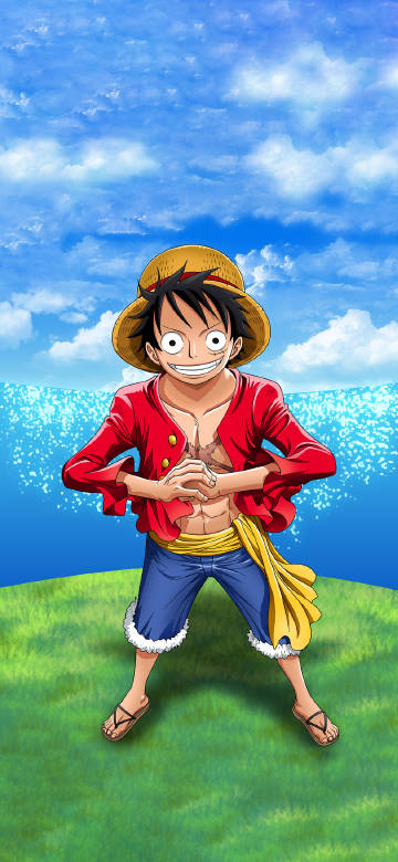 Japanese anime "One Piece" Luffy double fist phone wallpaper