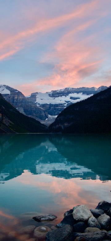 Clouds reflected on the tranquil lake