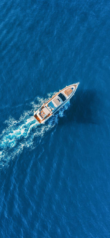 Aerial View of Yacht on the Sea