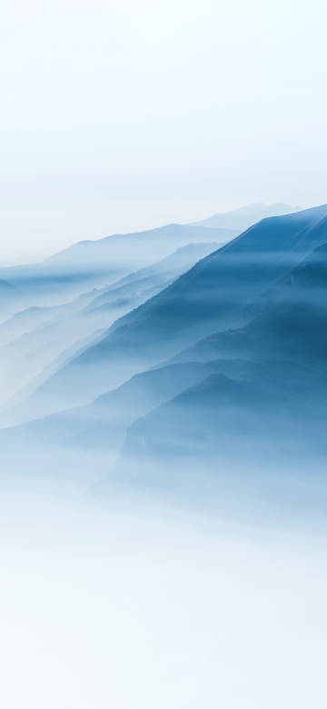 Misty blue mountain scenery