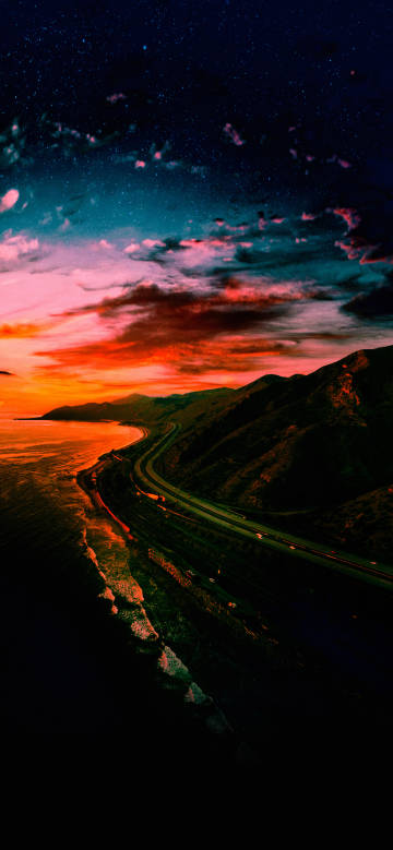 The beauty of the road in the evening sunset