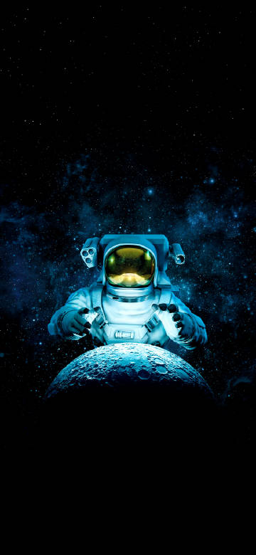 Astronaut Touching the Planet in the Starry Sky