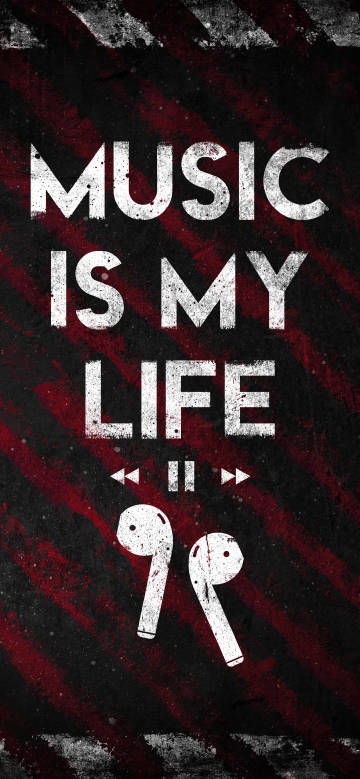 Music is my life on a red striped background