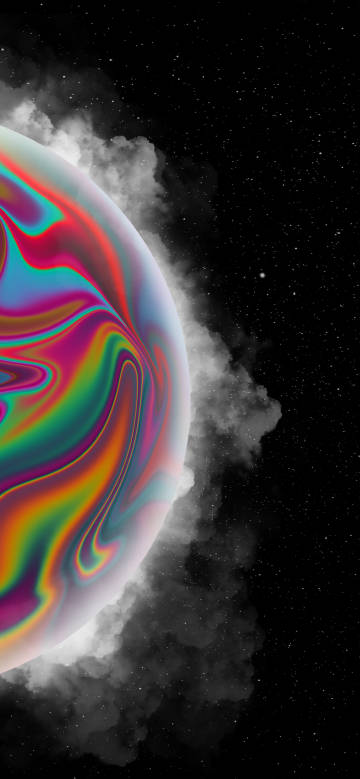 Smoking colorful planet in the starry sky