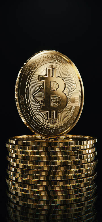 Bitcoin against a Black Background