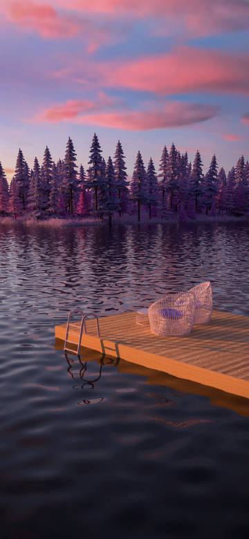 Time with Rattan Chairs on the Tranquil Lakeshore
