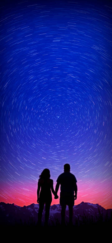 Lovers under the gorgeous night sky
