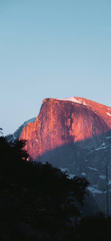 Orange-red Snowy Mountain Scene in Twilight