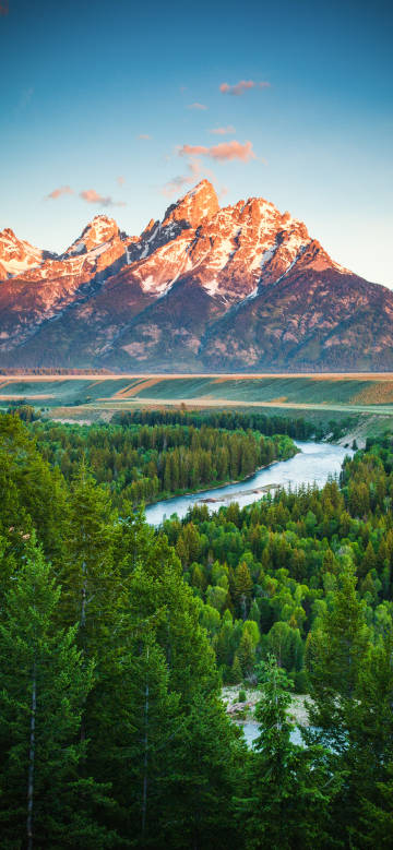 Breathtaking view of the Grand Tetons at sunset