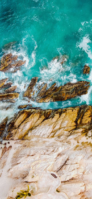 Overlooking the seaside reefs and waves