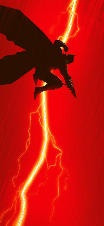 Batman strikes with lightning and fire.