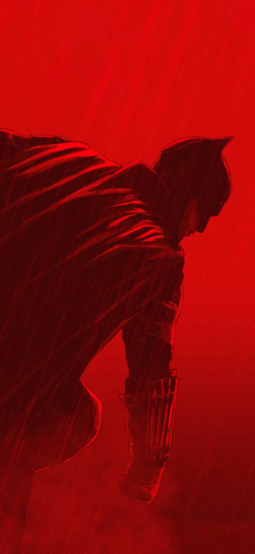 The shadow of Batman in the red rain