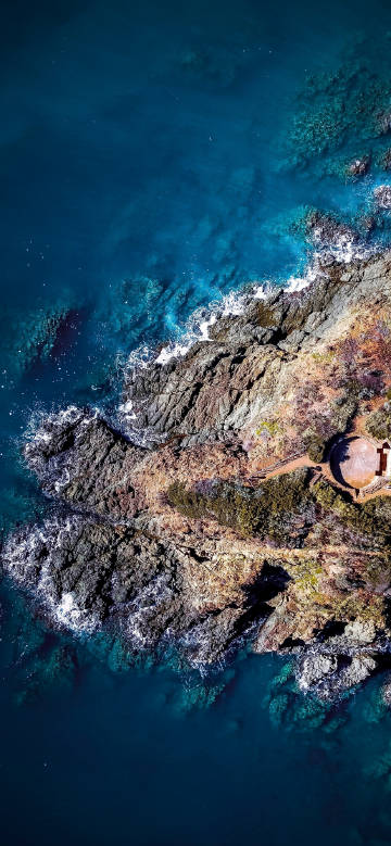 overlooking seaside rocks