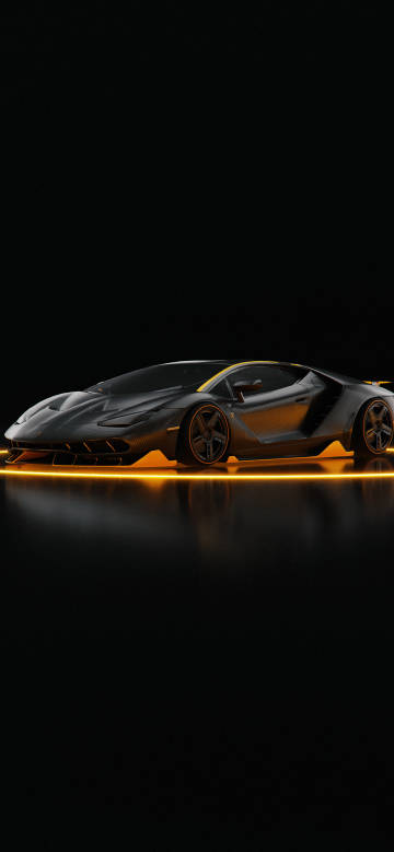 Cool black and gold sports car on black background