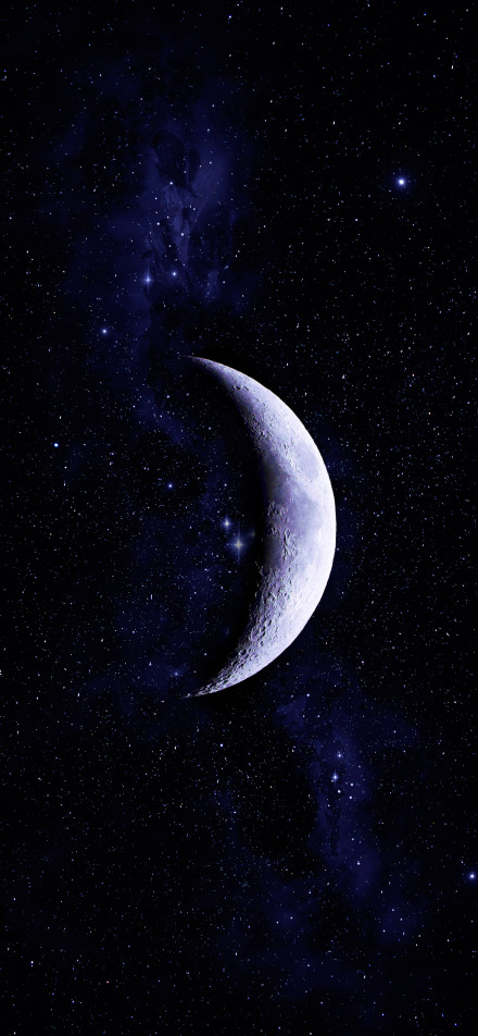 Crescent moon among stars