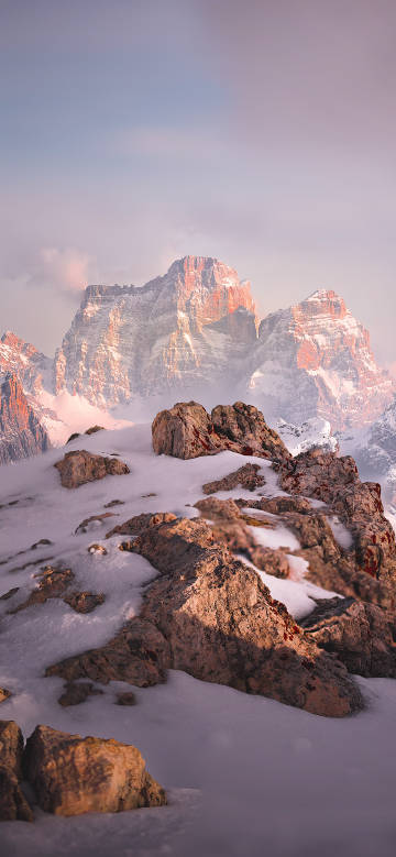 Magnificent mountains covered with snow