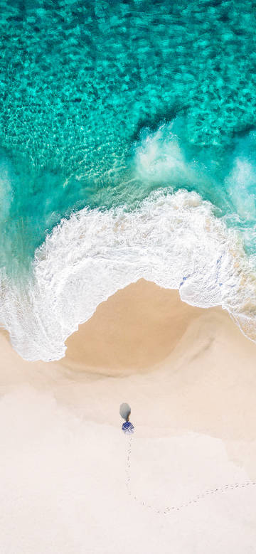 Lonely walker on the beach