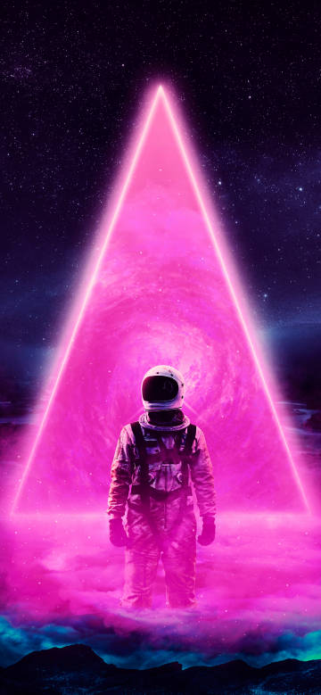 Astronaut's Journey in Pink Light