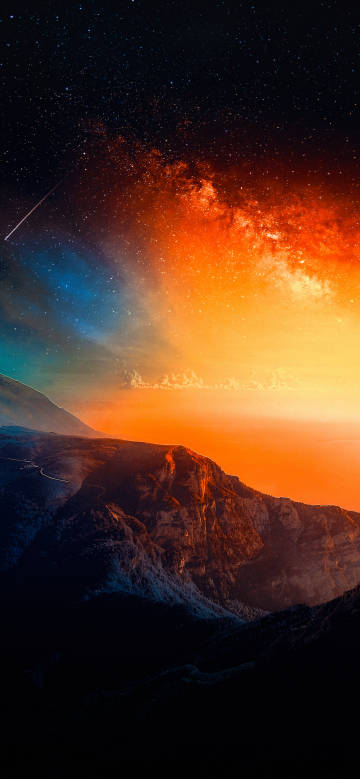 Brilliant starry river among mountains