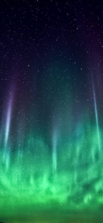 Green aurora in the night sky