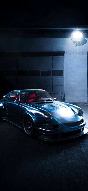Metallic blue sports car