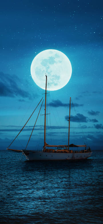 A huge, bright full moon.