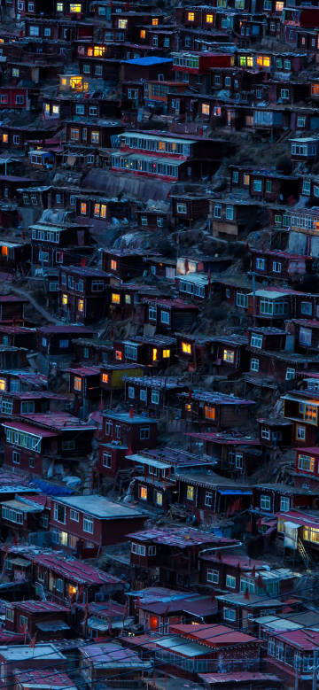 Houses densely packed on the hillside
