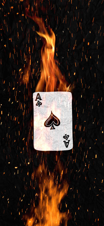 Ace of spades in blazing fire