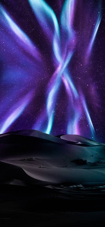 Purple aurora over the desert