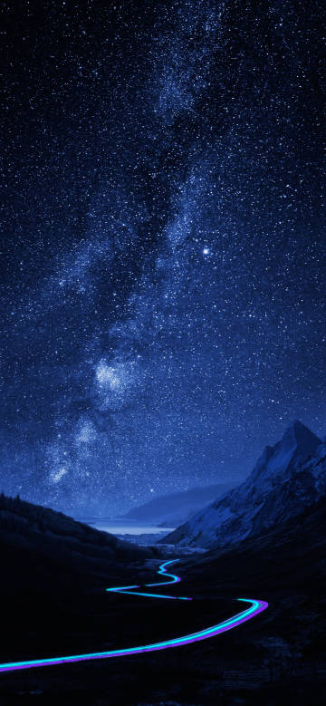 Enchanted Mountain Road under Starry Night