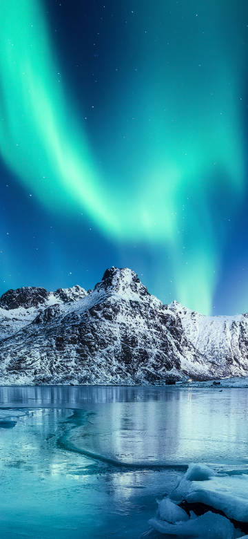 Ice and Snow World under Aurora