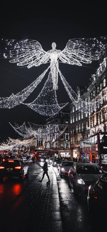 rban Night Road with Angel Lights