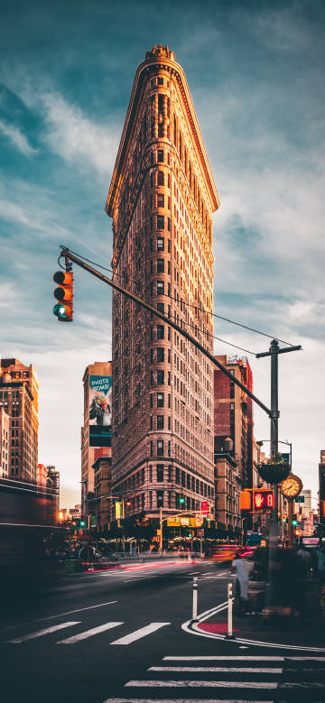 Flatiron Building beside Busy Street