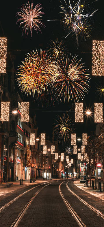 Festival Fireworks over Street