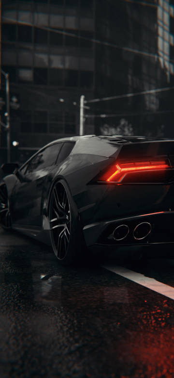 Phantom of a sports car in the dark