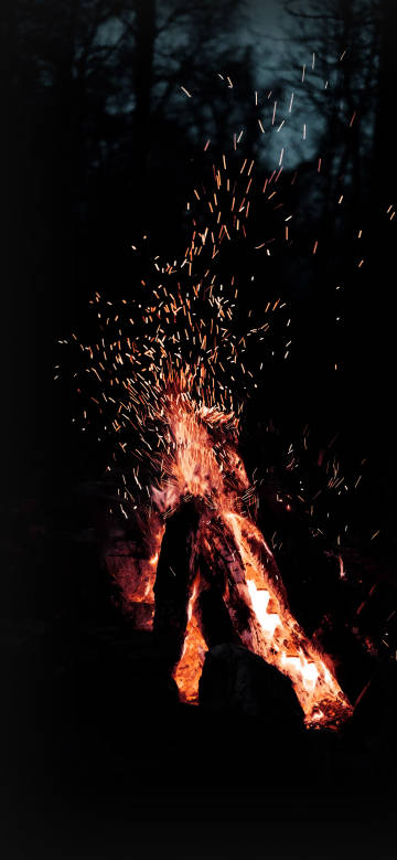 Flaming bonfire