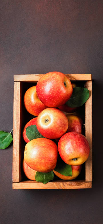 Red Apples in Wooden Box