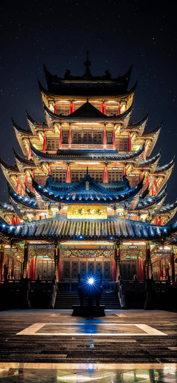 Brilliantly-lit Chinese Building