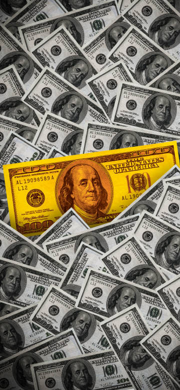 Eye-catching golden $100 bill