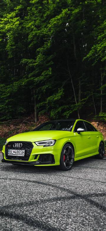 Fluorescent green audi sedan