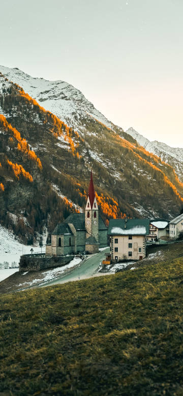 Ancient church in mountain during winter