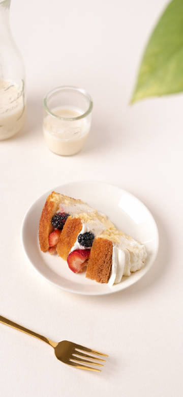 Delicate fruit-filled cake slice