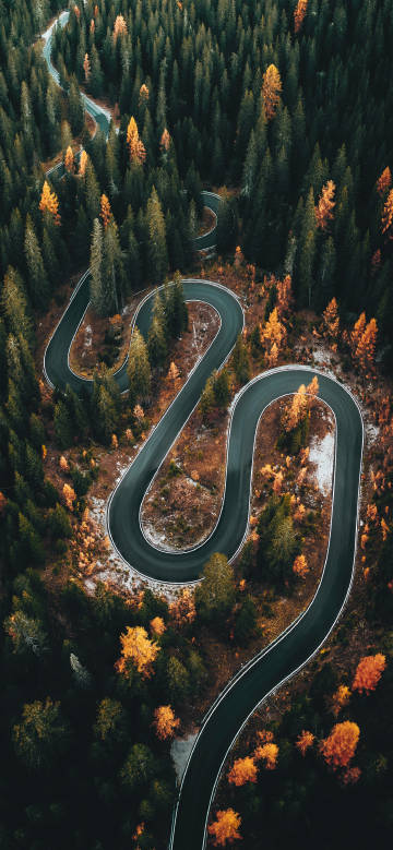 Overlooking the winding mountain road