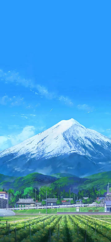 Anime-style majestic Mt. Fuji scenery